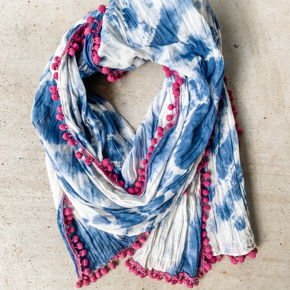 NATURAL LIFE Accessories - Natural Life boho tie dye scarf with Pom poms